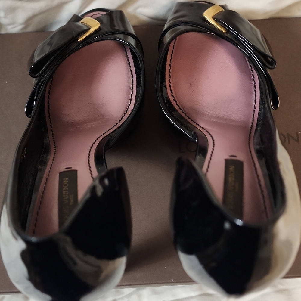 Louis Vuitton Black Patent Leather Peep Toe D'orsay Pumps Size 38 - Picture 8 of 8
